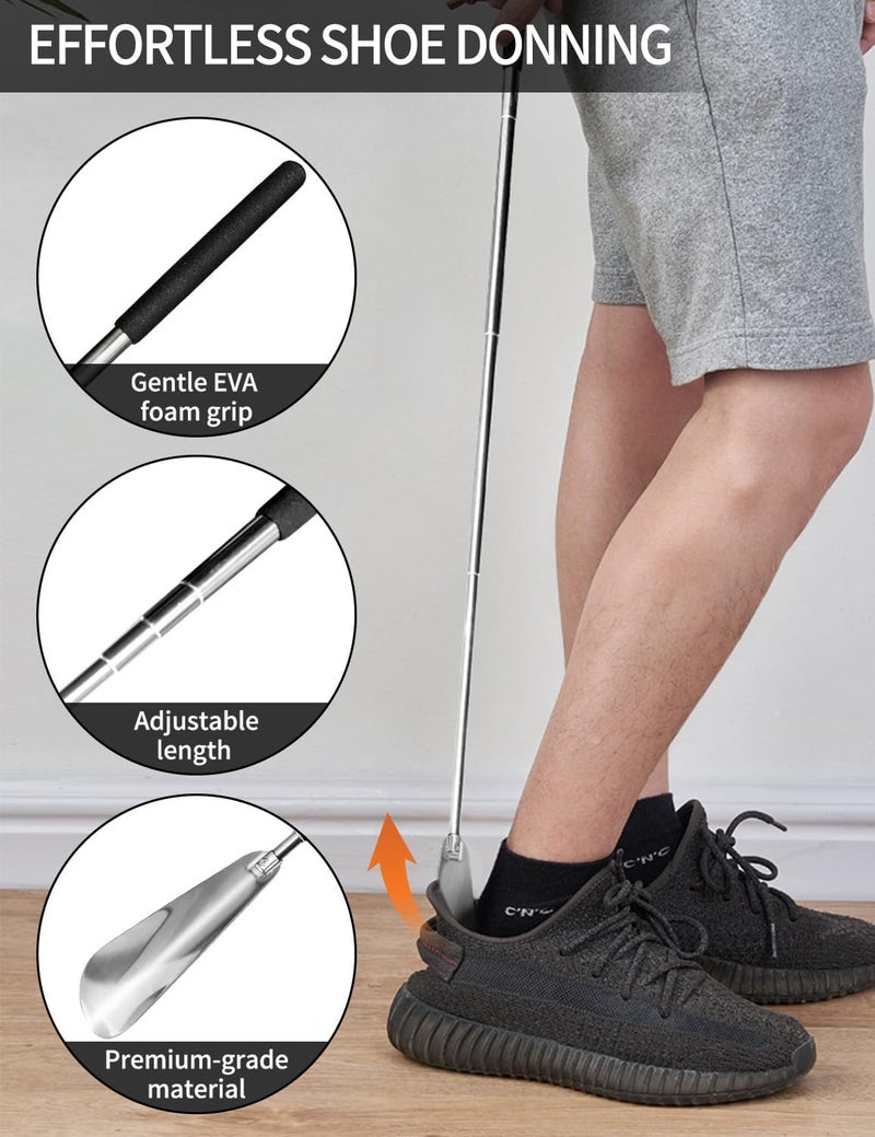 MarginZen Sock Aid Device for Seniors and Shoe Horn Kit - Sock Helper Easy On and Off, Sock Assistant Device No Bending, Adjustable Extended Long Shoe Horn Back Scratcher for Senior - Image 4